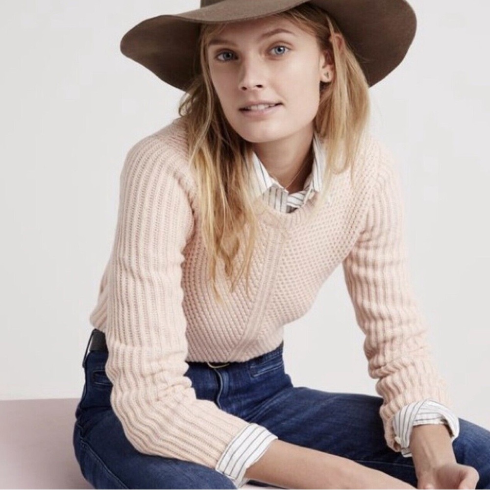 Madewell Hexcomb Texture Sweater Blush Pink Size Medium